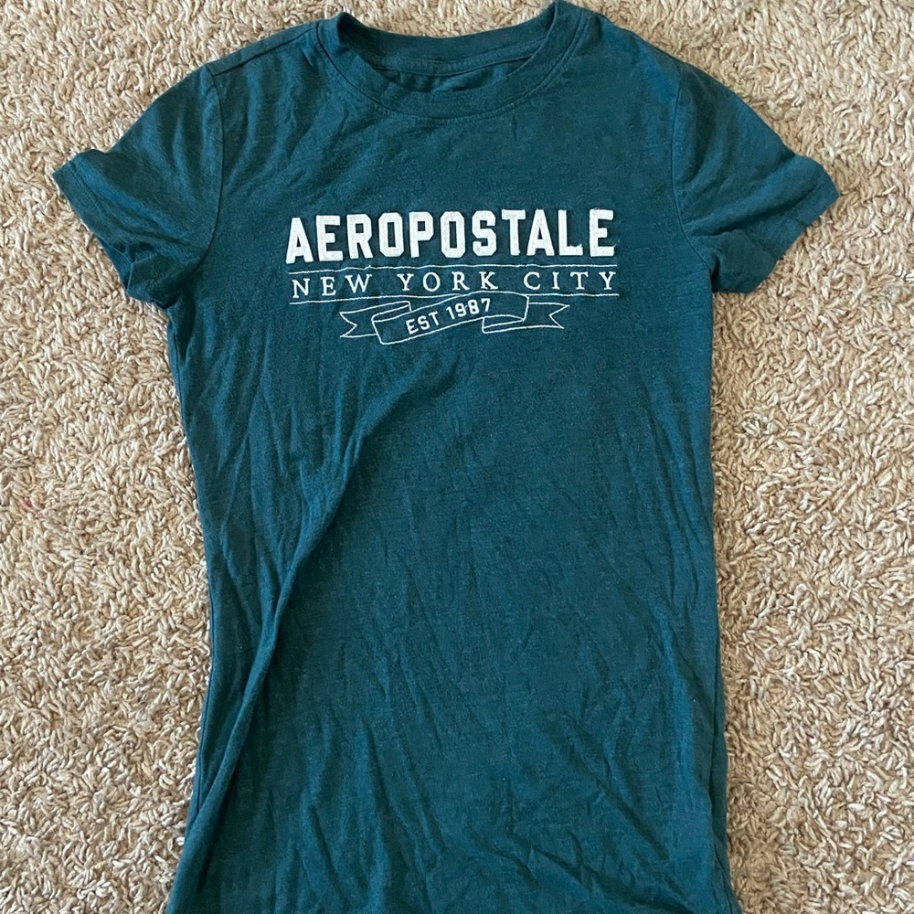 Aeropostale Short Sleeve Round Neck Collar Dark Teal New York City Tee